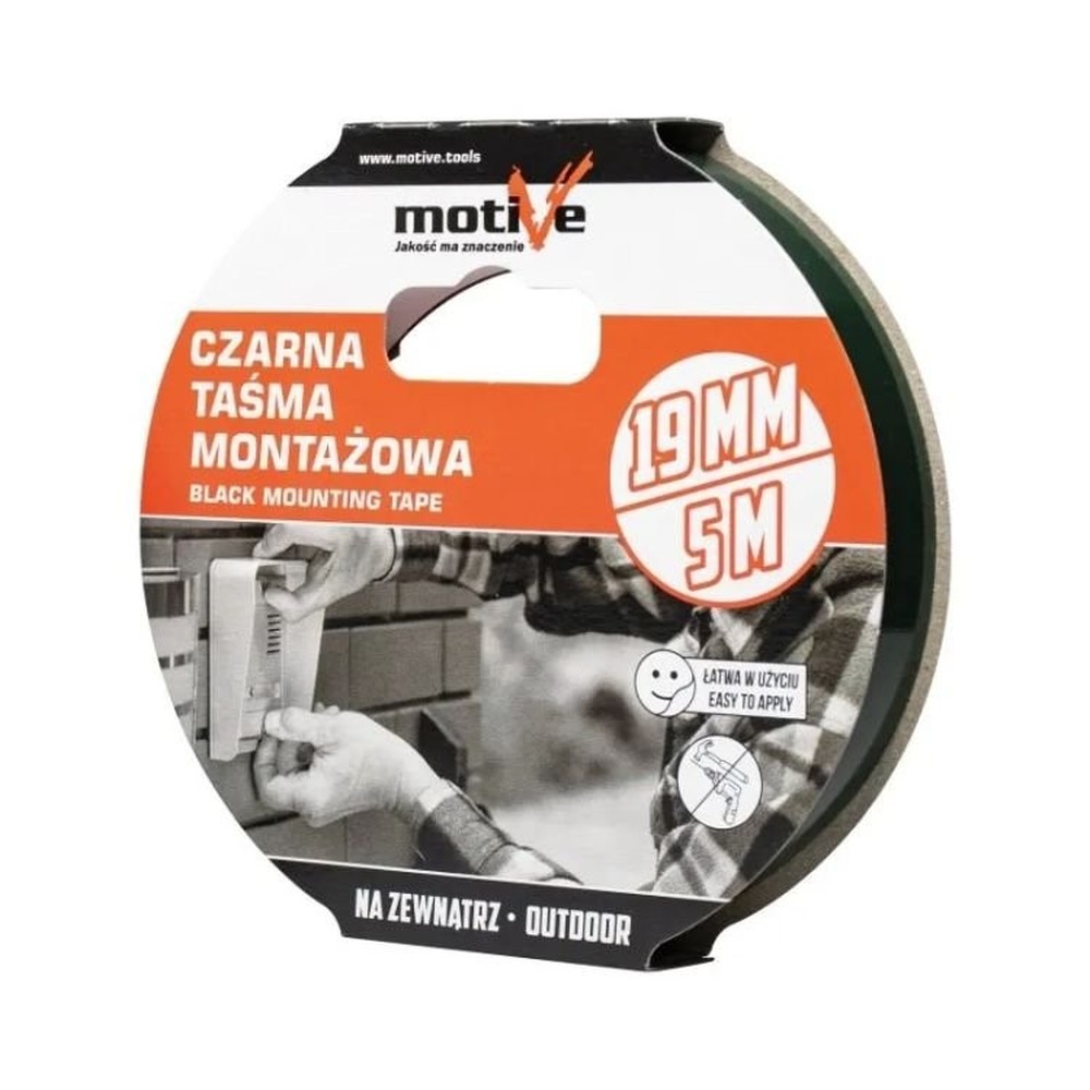 Taśma dwustronna montażowa czarna 19mm x 5m Motive