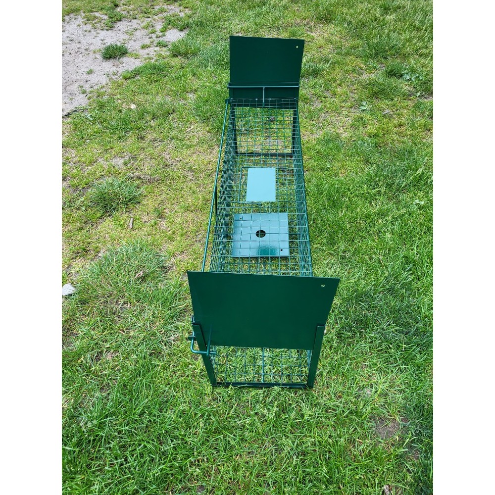 Żywołapka dwuwejściowa na kuny 26x26x102 cm zielona - obrazek 4