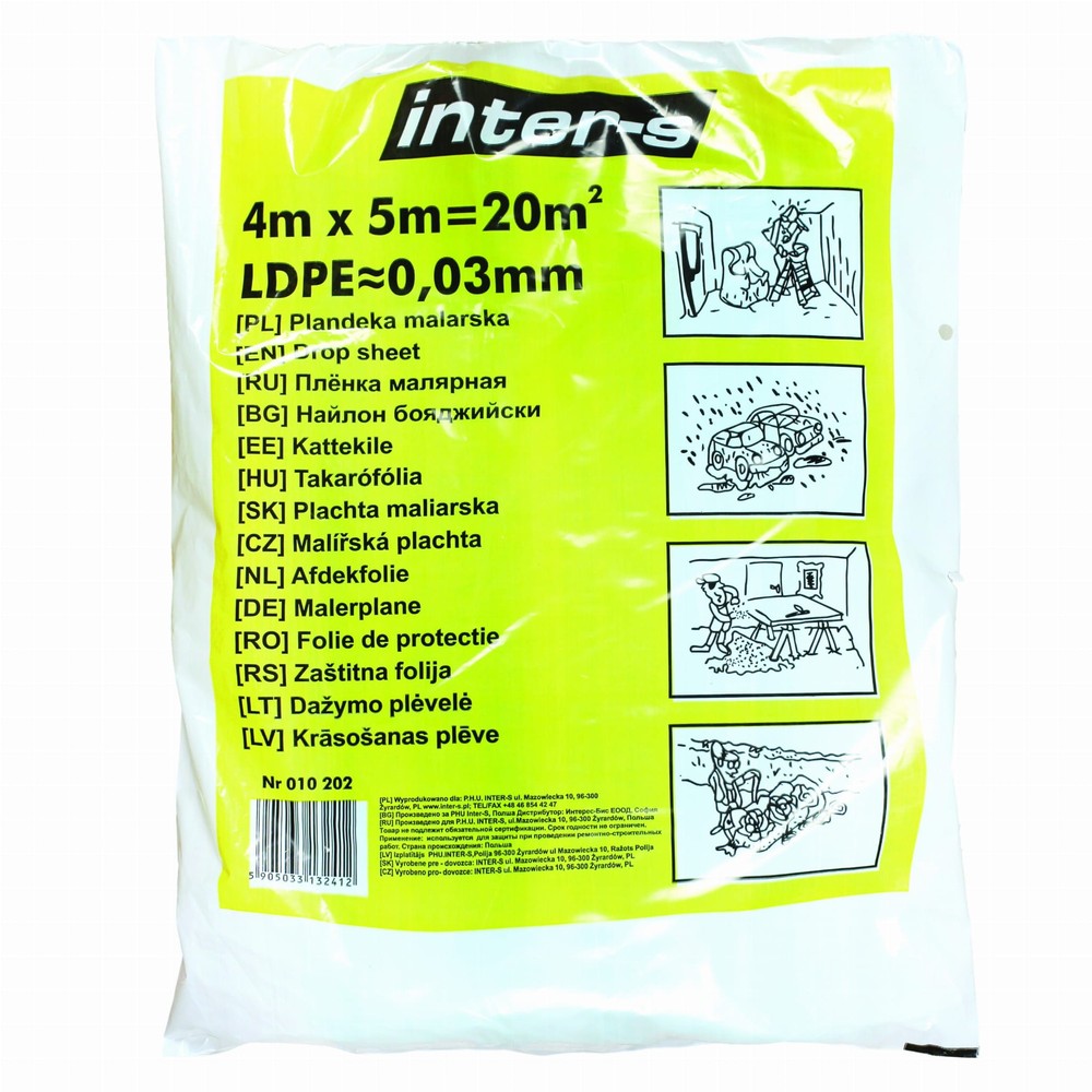 Folia malarska Inter-S 4 x 5 m żółta 30 µm LDPE